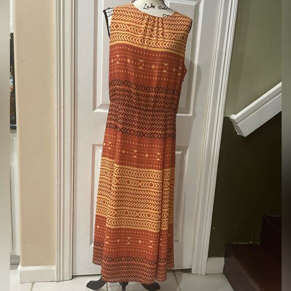 PENDLETON MAXI DRESS SLEEVELESS ORANGE GRIDS  BOARDWALK SIZE 12 AESTHETIC CORE - Picture 10 of 11